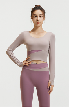 Color-Matched Long-Sleeved Tight Yoga Set For Women