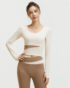 Multi-Color Long-Sleeved Tight-Fitting Sports Yoga Top