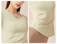 V-Neck Yoga Quick-Drying Pleated Sports Short-Sleeved Top