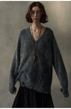 Mohafur Spring Fashion Openwork Fringed Laid-back Knit Wear
