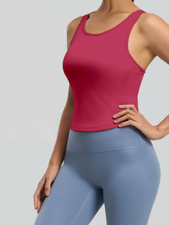 Integrated Round-Neck Sports Vest for Yoga