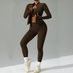 Women's Pullover Tight-Fitting Running Sport Yoga Set (Three-Piece Set)