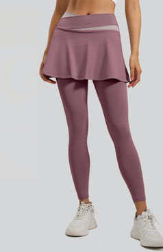 Women's Faux Two-Piece Color-Block High-Waisted Yoga Pants