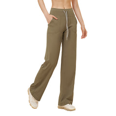 Women's Loose Drawstring High Waist Straight Pants
