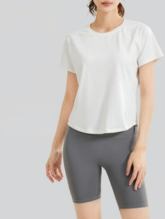 Summer Sports Fitness Loose Mesh Yoga Short Sleeves