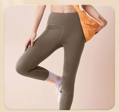 Winter and Autumn Thin Fleece High-Waisted Seamless Yoga Pants for Women