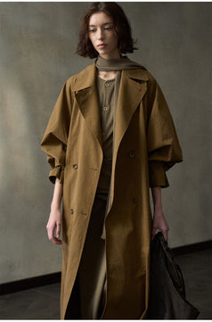 A Classic Commuter Easual Fashion Tie Collar Coat