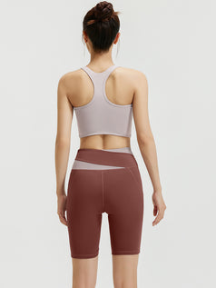 Women's Color-Blocked Casual Sporty Bare-Fit Yoga Set