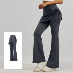 High-Waisted Pleated Double-Layer Yoga Flared Pants