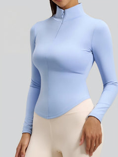 Half-zipper Naked Seamless Breathable Yoga Top for Women
