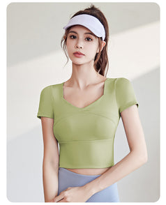 Running Sporty Yoga Top With Built-in Bra Support