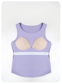 Integrated Round-Neck Sports Vest for Yoga