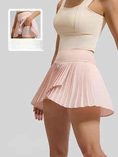 Anti-Exposure Slit Yoga Pleated Short Skirt with Pockets