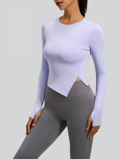 Moisture-wicking Naked Sensation Long Sleeve Slim Fit Slit Yoga Wear