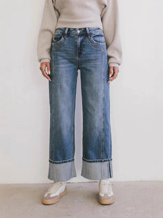 Summer Casual Fashion Straight Loose Washed Denim Pant for Women