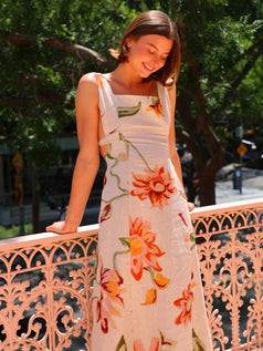 Summer Sweet Printed Open-Back Slim-Fitting Holiday-Style Slip Dress for Women