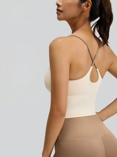 Thong-Style Sports Yoga Top With Padded Cups and Straps