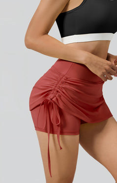 Pleated False Two-Piece Anti-Bare-Buttock Sports Shorts