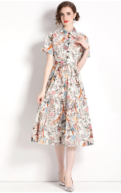 Printed Fashion Socialite Daily Party Dress Dress