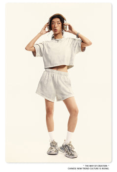 Summer Solid-color Sweat-absorbing Mud Dyed Aged Off-the-shoulder Top