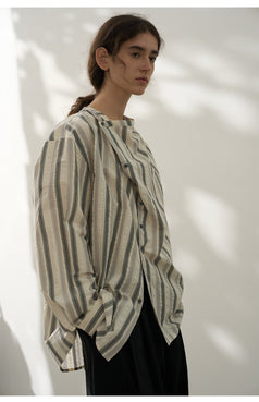 A Casual And Everyday Striped Striped Collar Contrasting Color Texture Top
