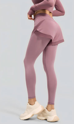 Fake Two-piece Naked Fitness Pants with Pocket for Women