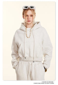 American Retro Hooded Pull-out Thickened Solid-color Fashion Sweatshirt