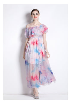 Split Chiffon Long Swing Holiday Dress