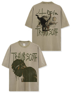 A Trendy, Youthful, Loose, Round-neck Printed Men's T-shirt