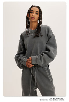 Trendy V-neck And Fleece American Sweatshirt