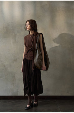 Irregular Chiffon MIDI Skirt With A Drape, A Mid-to-low Waist Commuter Women Dress