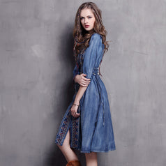 New Vintage Denim Embroidered Dress for 2023