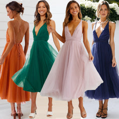 New Sling Dress Sexy Mesh Gauze Flowing Dress