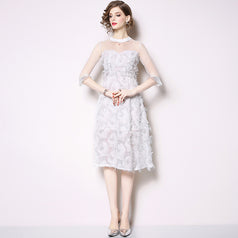 Fringed Feather Mesh Dress