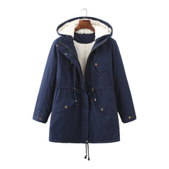 Women's Medium Length Coat with Velvet