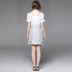 New Shirt Splicing Fake Two Pieces Waist Show Thin Temperament Dress