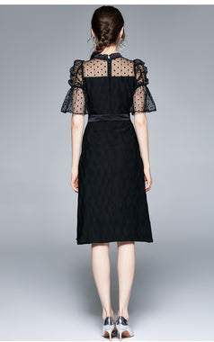 Elegant Polka Dot Retro Heavy Work Dress