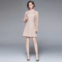Bow NeckLong Sleeve French Dress