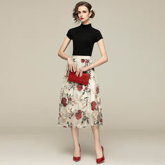 Mesh Skirt and Knitted Half Sleeve Leggings