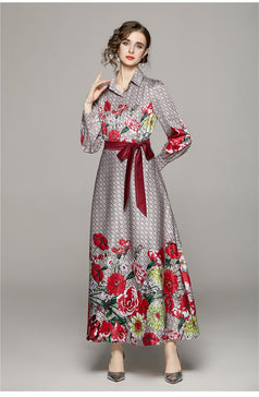 Fashion Waist Slimming Positioning Printed Dress