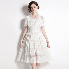 Solid Color Lace Dress