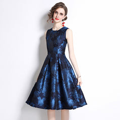 Temperament Elegant Jacquard Mid-Length Dress