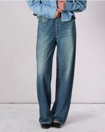 Summer Fashion Casual Loose Straight Denim Pant for Women