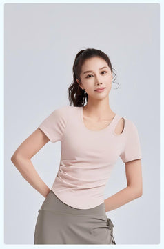 Padded One-Piece Yoga Top With Pleats and Underwire