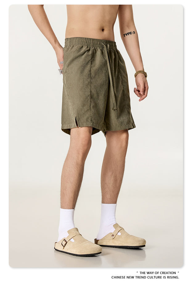 Summer Solid-color Beach Capre Pants, Waterproof Quick-drying Men's Shorts