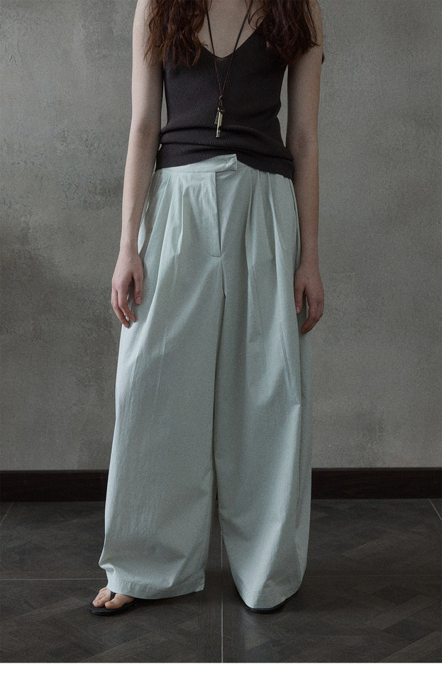 Three-Fold Paper Texture Loose-fitting Wide-leg Casual Women Pant