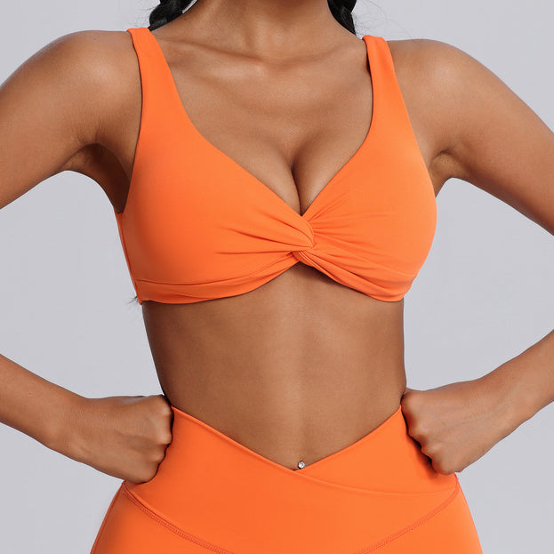 Women's Twisted Knot Chest Pad Exercise Yoga Bra