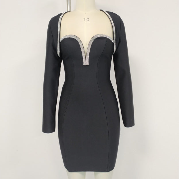 Summer Sexy V-Neck Slim-Fitting Short Strapless Dress for Women