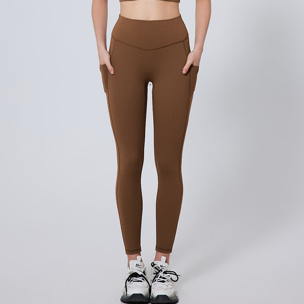 Women's High-Waisted Tight-Fit Sports Yoga Pants With Pockets