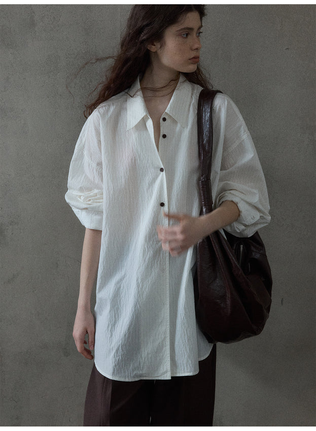 Simple And Loose Short-Sleeved Commuting Striped And Contrasting Fabric Women Blouse
